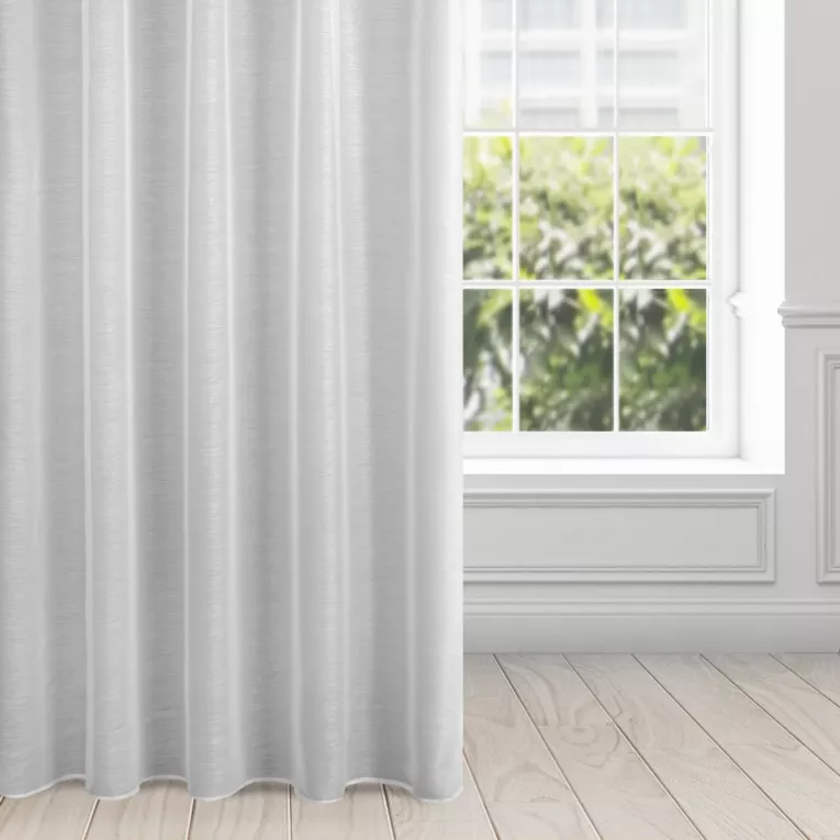 Firana biała z gładkiej etaminy z drobnym deszczykiem 140x300 cm taśma imitująca flex BELISSA