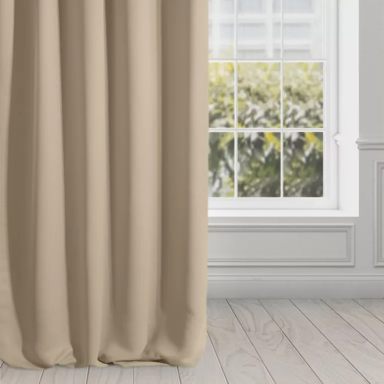 Zasłona beżowa matowa, zaciemniająca 140x270 cm taśma - TEO