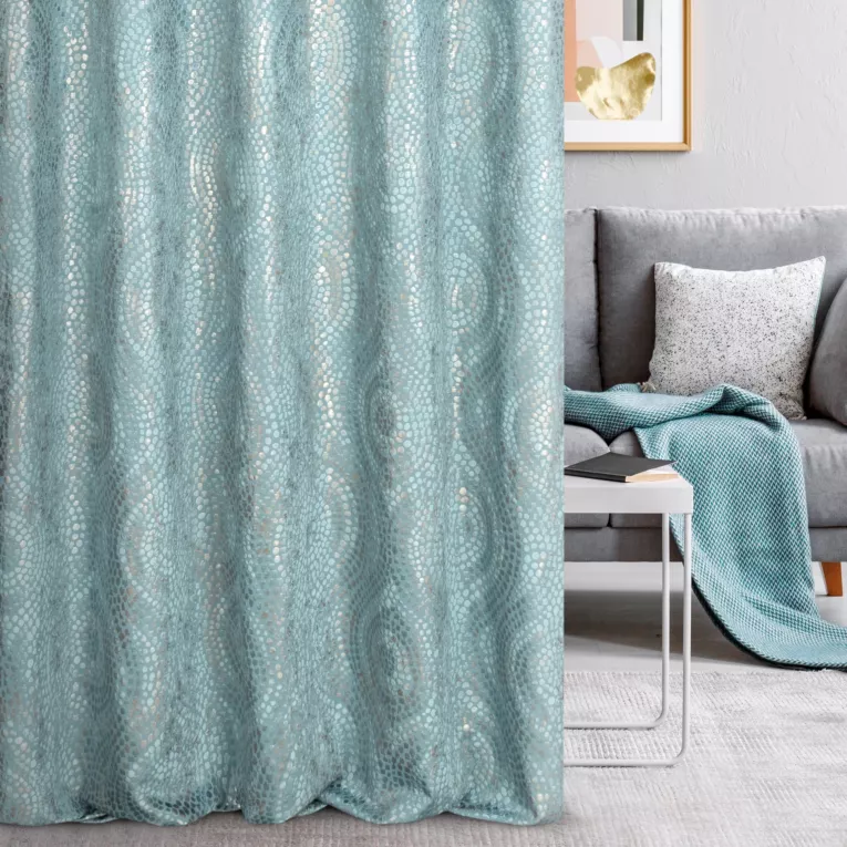 Tkanina zasłonowa z błyszczącym przecieranym wzorem w formie mozaiki z kolekcji Pierre Cardin