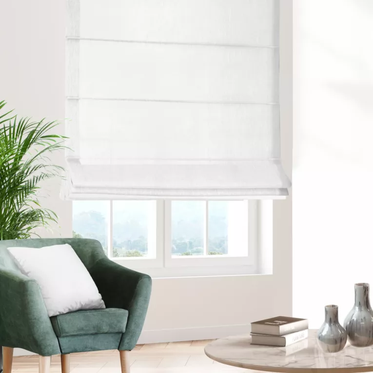 Roleta rzymska ADESSA biała z miękkiej tkaniny o welurowej strukturze