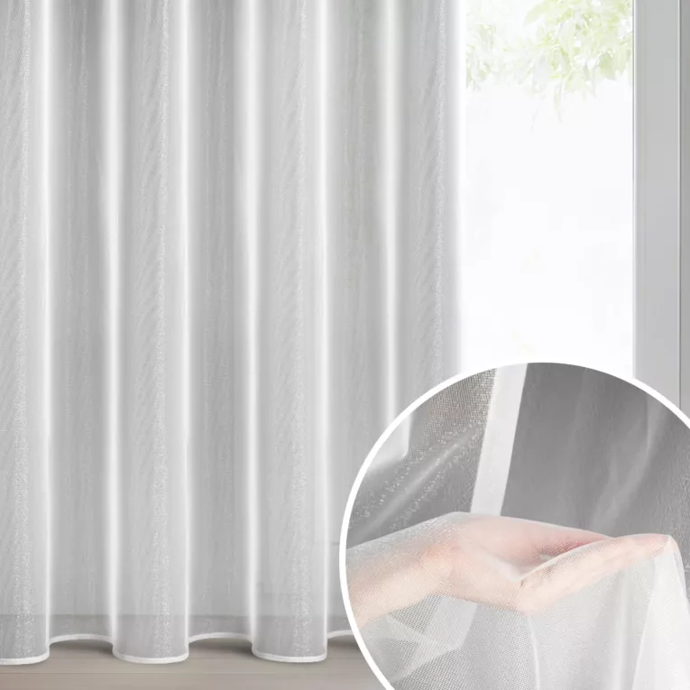 Firana biała z lekkiej i błyszczącej tkaniny 350x250 cm przelotka ESEL ELLA LINE