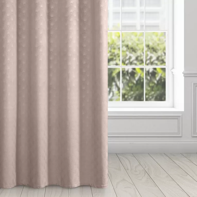 Zasłona JULIA z miękkiego welwetu z wytłaczanym geometrycznym wzorem wachlarzy