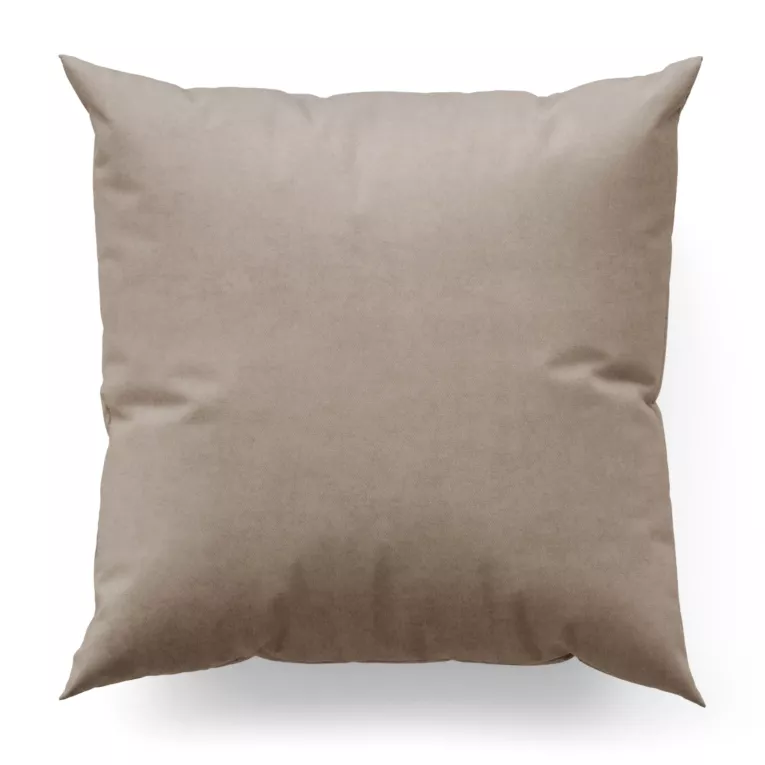 Poszewka szyta ciemnobeżowa z miękkiej tkaniny o welurowej strukturze i wyraźnym splocie