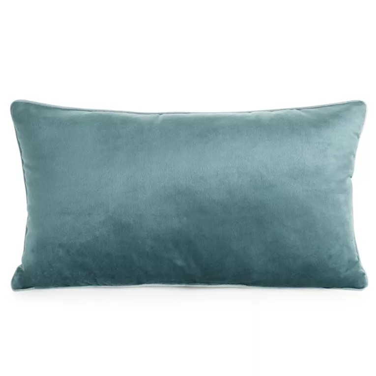 Poduszka 30 x 50 cm welwetowa ciemnoniebieska z kontrastującą lamówką GAJA 3