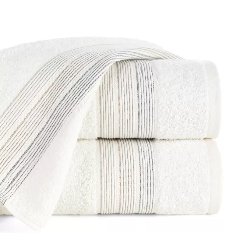 Ręcznik do rąk 30x50 cm bawełniany kolor kremowy w poziome paseczki 500 g/m2 VERANO