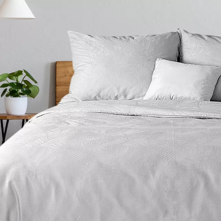 Pościel 220x200 cm bawełniana z adamaszku kolor biały zdobiona żakardowym wzorem DAMASK