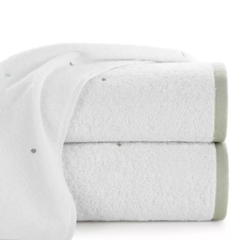 Ręcznik kąpielowy dziecięcy 50x90 cm bawełniany kolor biały,miętowy z haftem serduszek 480 g/m2 BABY 60