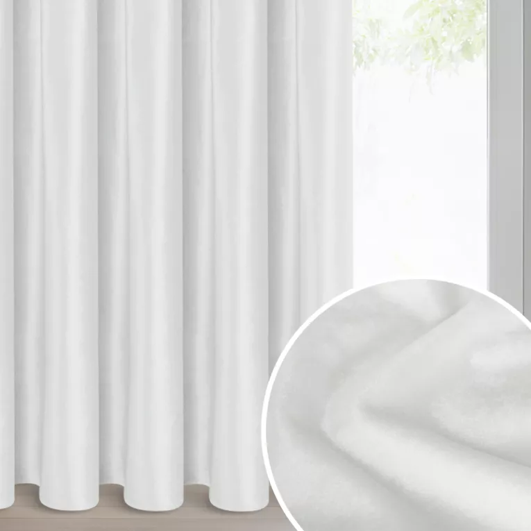 Zasłona biała z błyszczącego welwetu 140x270 cm taśma - CAMERON