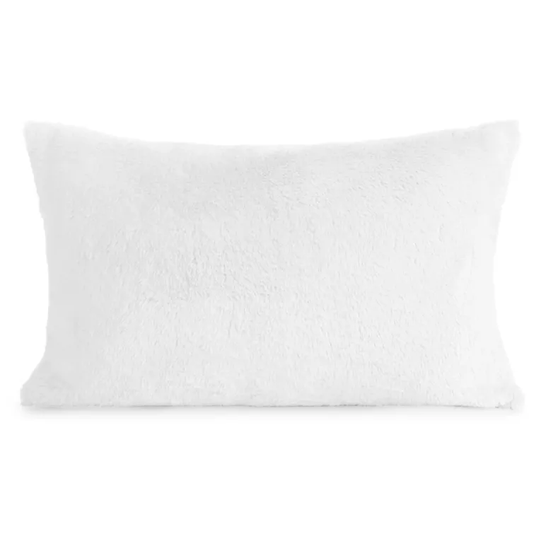 Poszewka na poduszkę 30x50 cm biała z miękkiej futrzanej tkaniny NINA