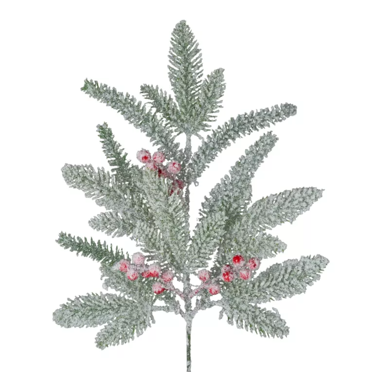 Świąteczna gałązka z drobnymi kuleczkami i efektem szronu