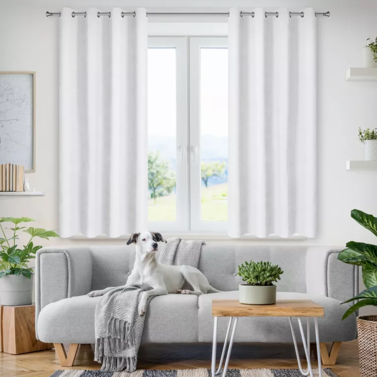 Zasłona biała z tkaniny welurowej 120x180 cm przelotka - Dora