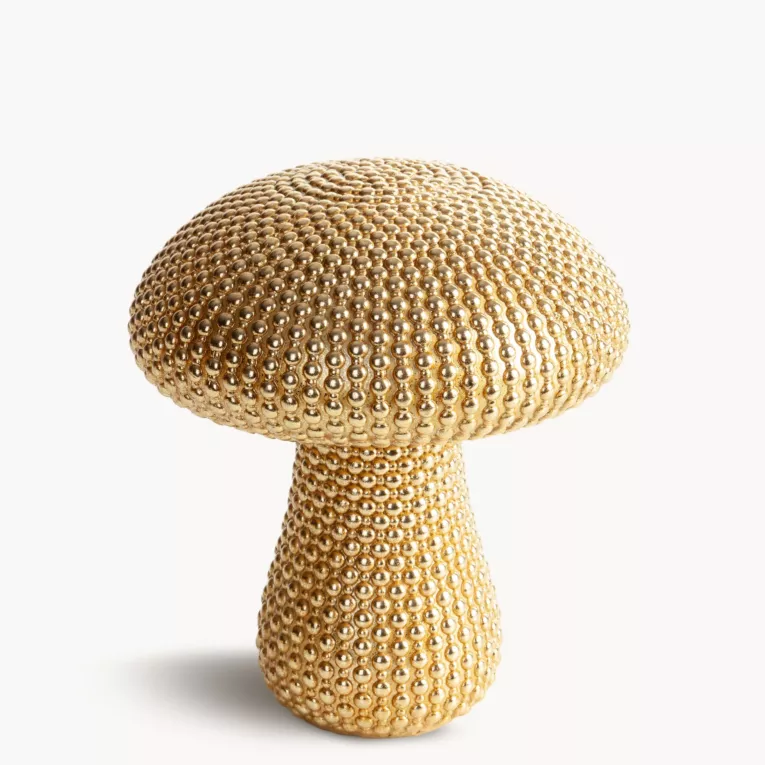 Figurka dekoracyjna grzybek pokryta złotymi kuleczkami