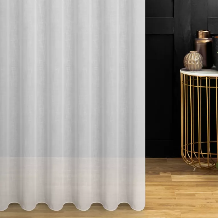 Firana szyta na taśmie 5 cm naturalna z gęsto tkanej matowej etaminy o naturalnym splocie