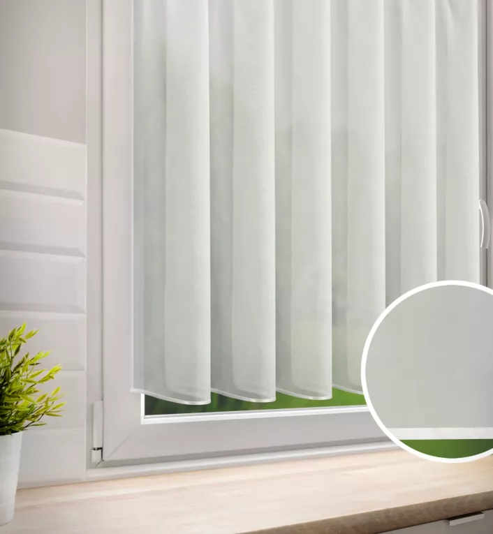 Zazdrostka kremwoa z woalu wykończona atłasową lamówką 120x120 cm tunel - VIOLET