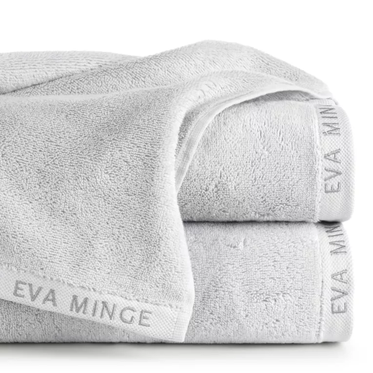 Ręcznik do rąk 30x50 cm bawełniany kolor srebrny z haftowanym logiem Eva Minge 550 g/m2 VENUS