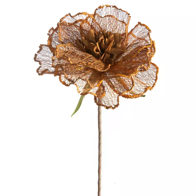 Kwiat sztuczny brązowy z siateczki 85 cm