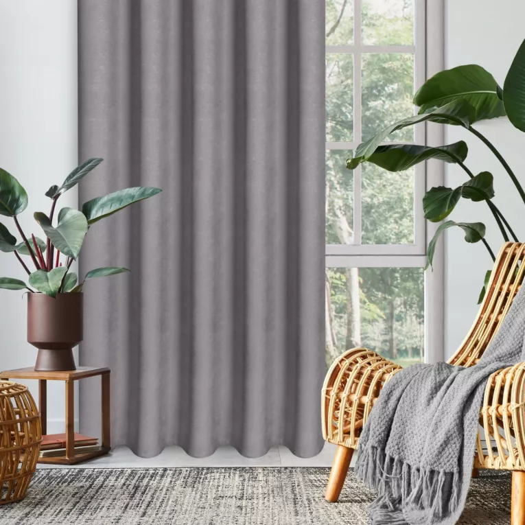 Zasłona grafitowa z tkaniny welurowej 175x260 cm tunel Dora