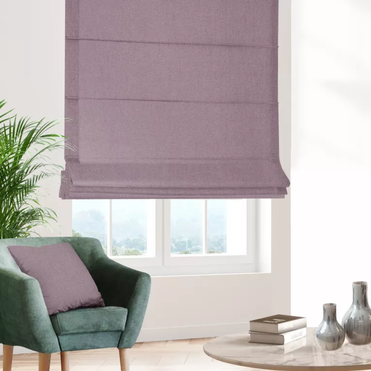 Roleta rzymska wrzosowa z miękkiej tkaniny o welurowej strukturze