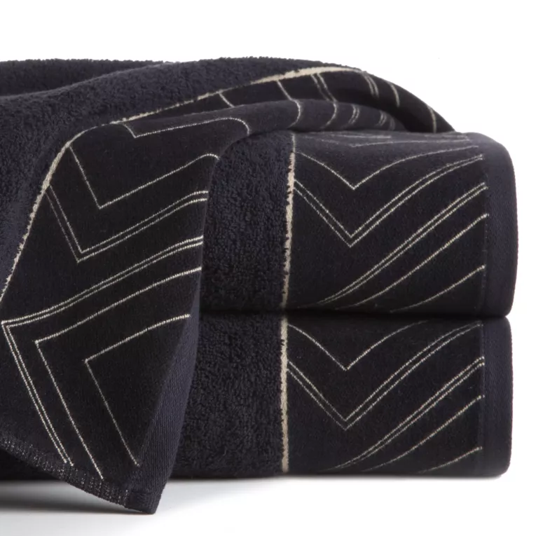 LIMITED COLLECTION ręcznik VICTORIA 70x140 cm z welwetową bordiurą z motywem geometrycznym SIŁA ZŁOTA