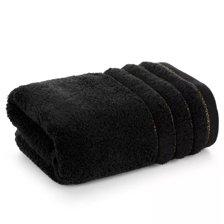 Ręcznik kąpielowy 50x90 cm bawełniany kolor czarny z błyszczącą bordiurą 500 g/m2 NADINE