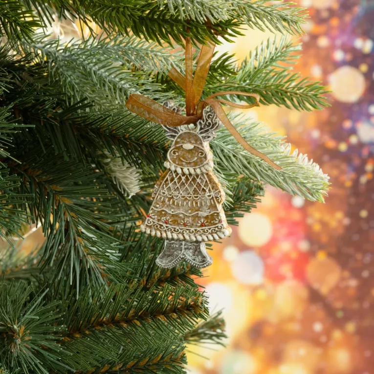 Ozdoba choinkowa RENIFER z dodatkiem delikatnego brokatu na dekoracyjnej wstążce