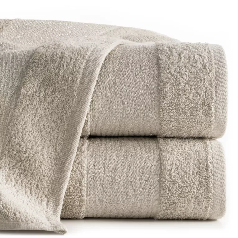 Ręcznik kąpielowy 50x90 cm bawełniany kolor beżowy z błyszącą bordiurą AMBER