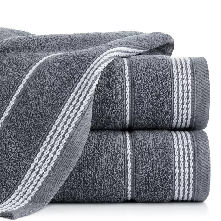 Ręcznik kąpielowy 70x140 cm bawełniany kolor grafitowy ze stębnowaną bordiurą 500 g/m2 MIRA