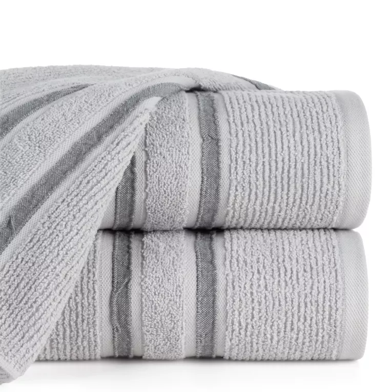 Ręcznik do rąk 30x50 cm bawełniany kolor srebrny w kontrastujące pasy 500 g/m2 DINA