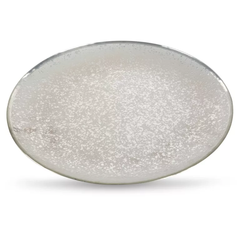 Patera dekoracyjna ze szkła artystycznego okrągła w srebrne cętki