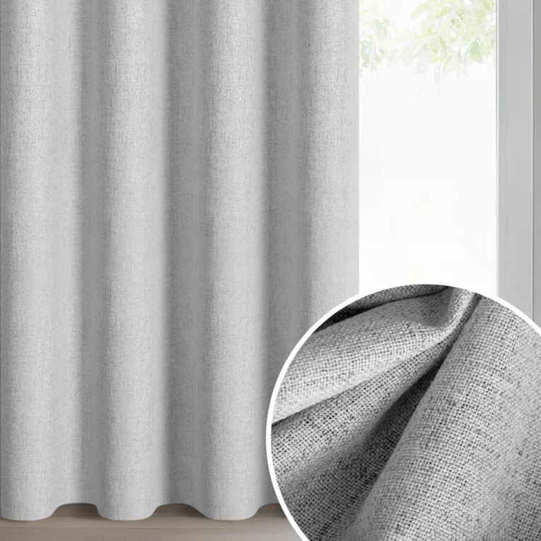 Zasłona srebrna z matowej tkaniny 140x250 cm przelotka - LINDA