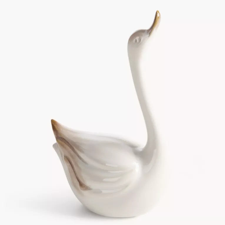 Figurka dekoracyjna łabędź kremowa 15x5x20 cm AVANI