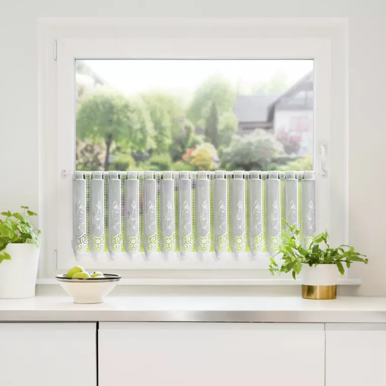 Tkanina firanowa zazdrostka z haftem i ażurem