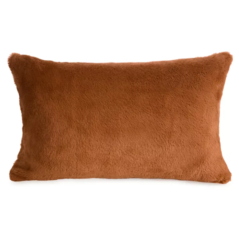 Poszewka na poduszkę 30x50 cm ceglasta z miękkiej futrzanej tkaniny NINA
