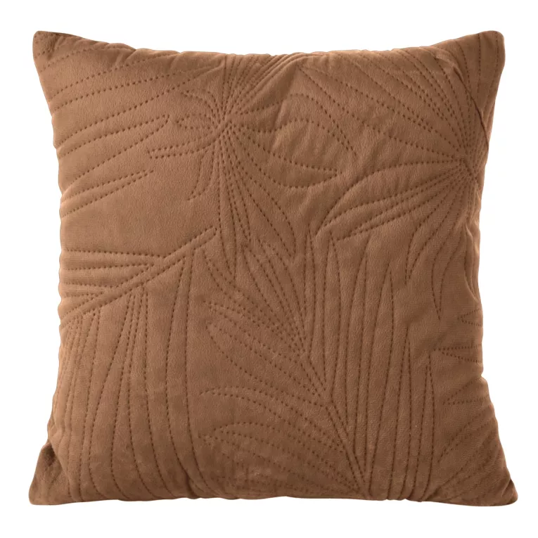 Poszewka na poduszkę 40x40 cm welwetowa ceglasta pikowana metodą hot press we wzór liści LUIZ 4 DESIGN 91