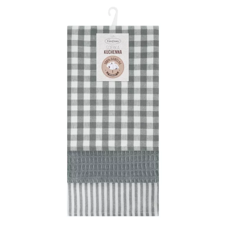 Komplet ściereczek kuchennych  3szt 50x75 cm bawełniany kolor biały,srebrny 200 g/m2  LUCY