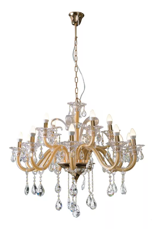 Lampa dekoracyjna GLITTER piętnastoramienny żyrandol z kryształami