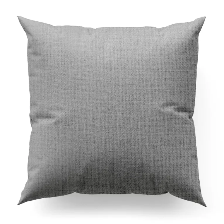 Poszewka szyta srebrna z tkaniny szenilowej o wyraźnym splocie