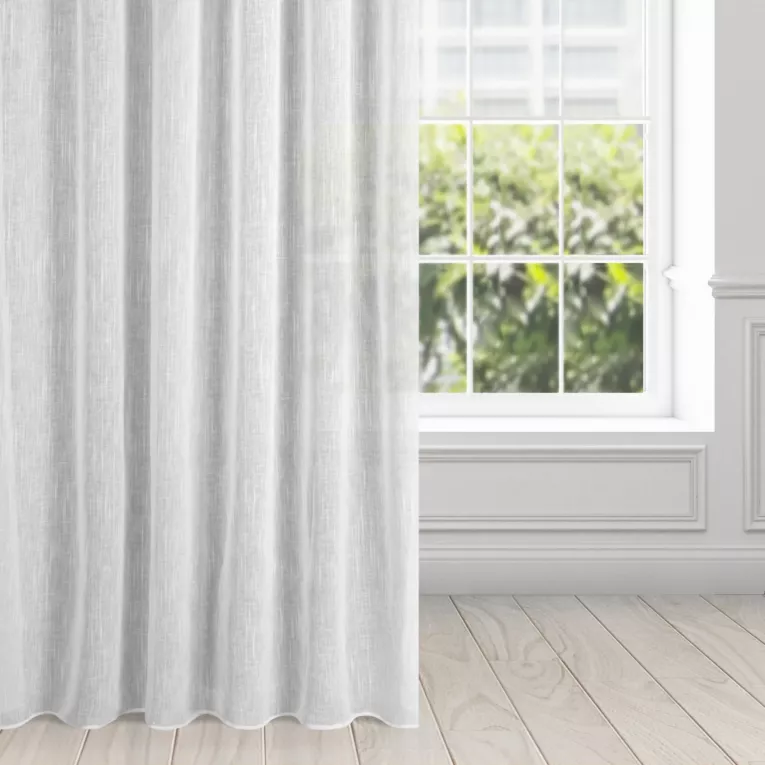 Firana biała z matowej etaminy z efektem deszczyku 140x270 cm taśma CARLA