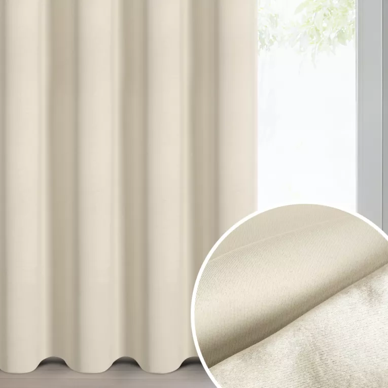Zasłona ciemnokremowa zaciemniająca gładka 140x250 cm przelotka - NERISA