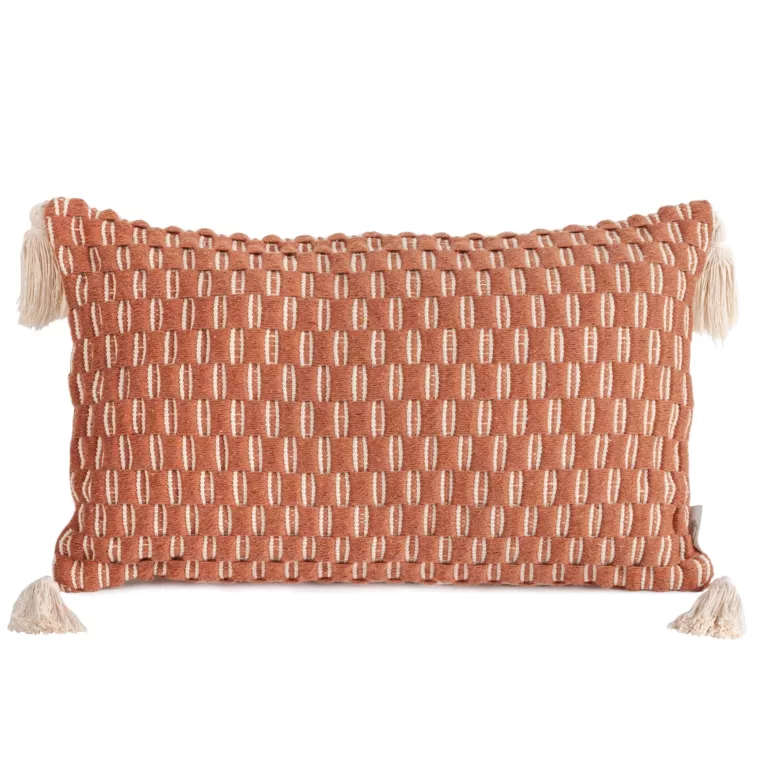 TERRA COLLECTION Poszewka MOROCCO z grubej tkaniny bawełnianej zdobiona chwostami na rogach