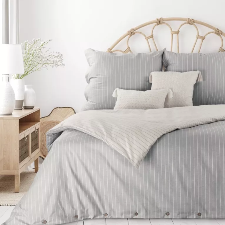 Pościel 160x200 cm bawełniana kolor beżowy, jasnokremowy w paseczki SEVILLE 14 Terra Collection