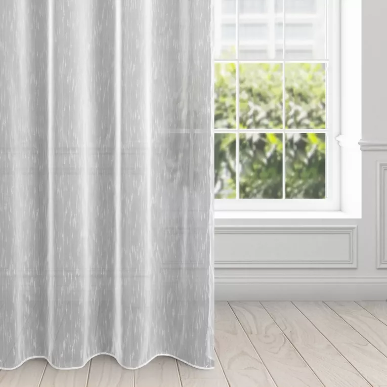 Firana biała o strukturze siatki z deszczykiem, w stylu eko 140x250 cm przelotka NESSI