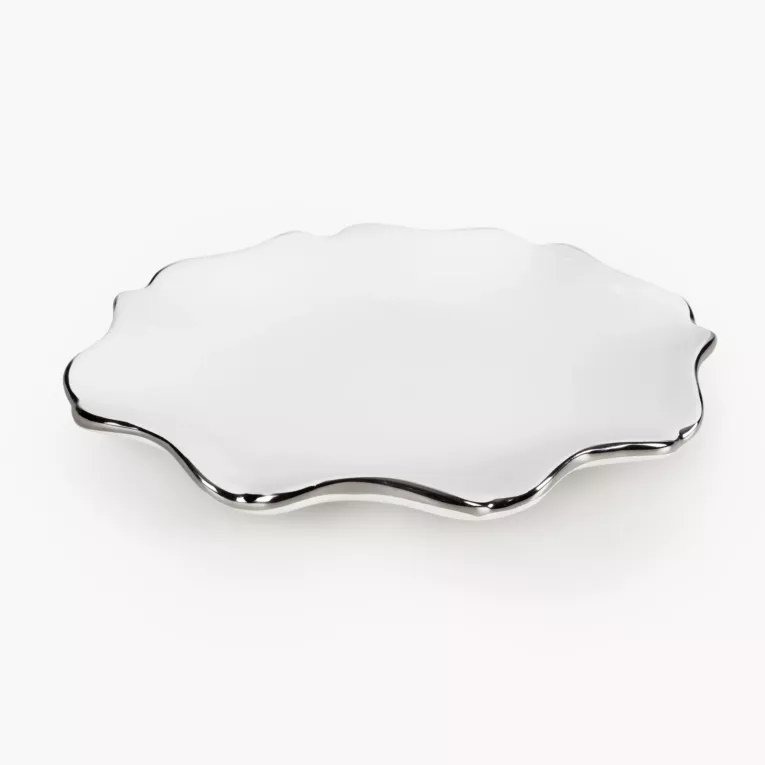 Patera dekoracyjna z glinki ceramicznej z falującymi brzegami AUREN 3