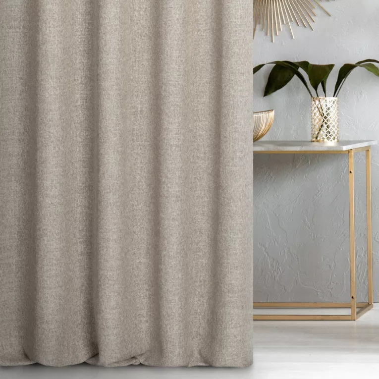 Zasłona szyta na flexach FELICITY beżowo jasnoszara o naturalnym splocie w melanżowych odcieniach