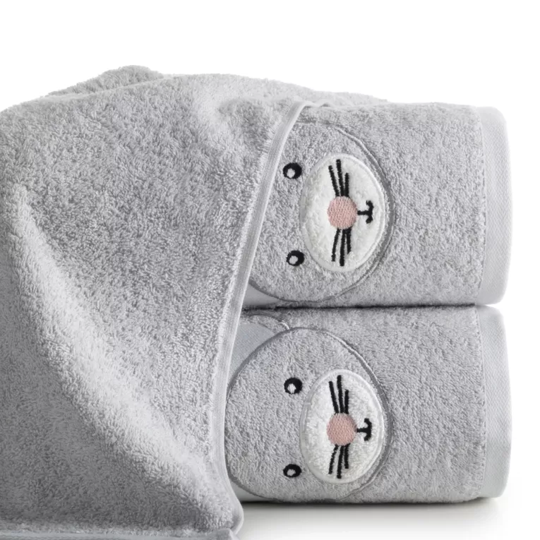 Ręcznik kąpielowy dziecięcy 70x140 cm bawełniany kolor srebrny 450 g/m2 BABY 71