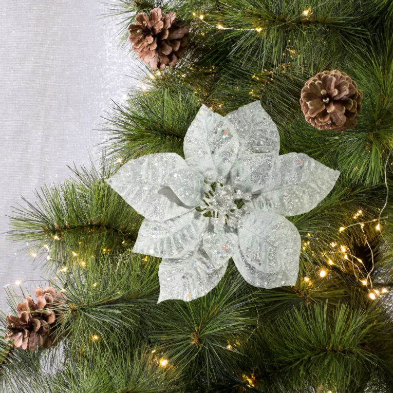 Świąteczny kwiat dekoracyjny  z miękkiej tkaniny  z klipsem