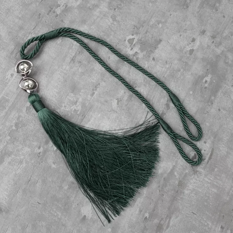 Dekoracyjny sznur do zasłon IDA upinacz z chwostem i metalowymi koralikami