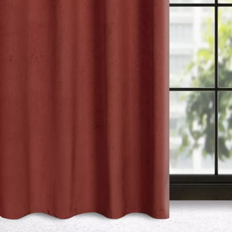 Zasłona ceglasta z wytłaczanego welwetu 140x250 cm przelotka - LILI