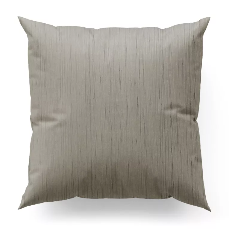 Poszewka szyta ciemnobeżowa z tkaniny welwetowej w pionowe prążki, wykończona obciążnikiem