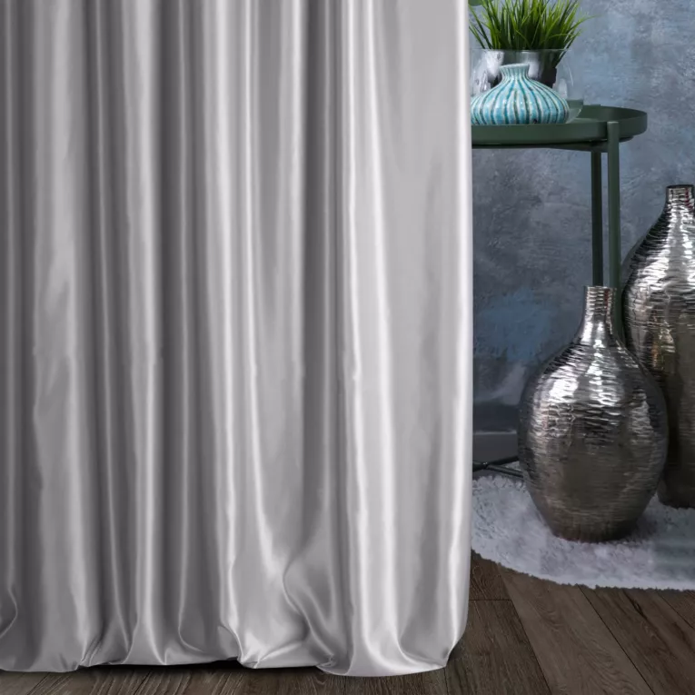 Zasłona szyta na taśmie 5 cm AMAYA popielata z jednokolorowej gładkiej tkaniny
